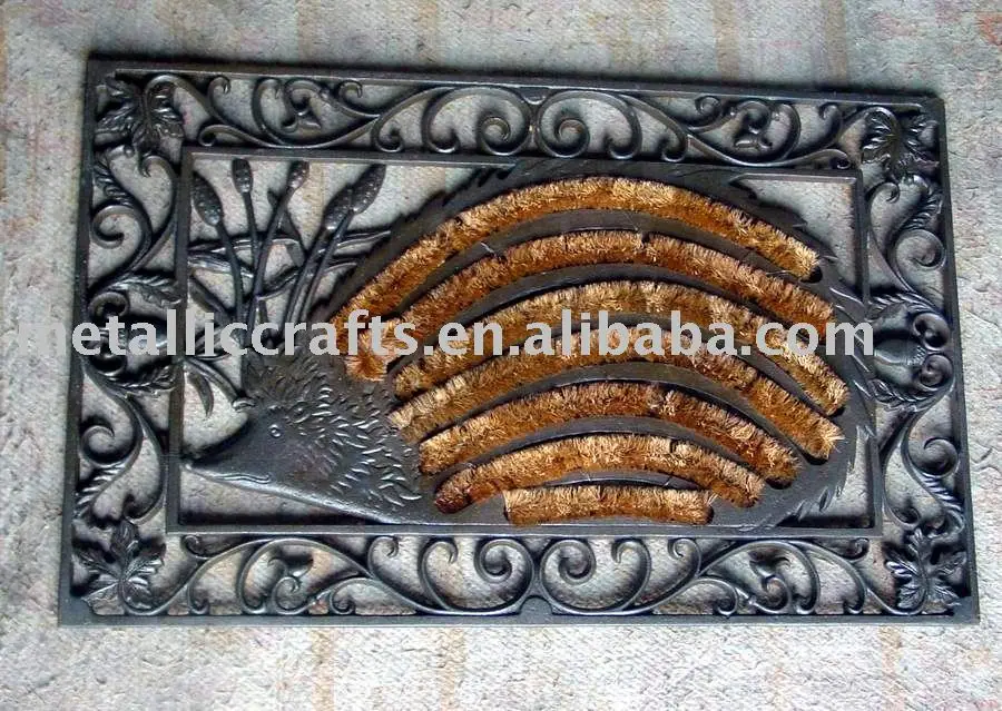 Cast Iron Hedgehog Door Mat with Coconut Liner country style antique iron foot mat Outdoor Garden Rug non-slip doormat