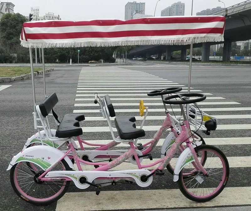 Four Wheel 4 People Surrey Bicycle For Park Renting/Surrey Bike 4 Wheel Carts