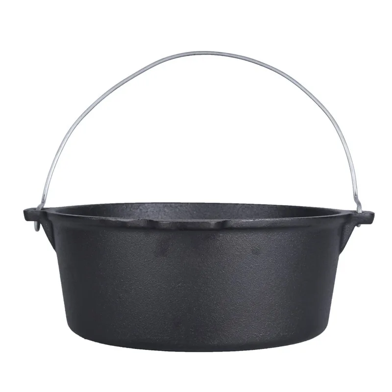
Outdoors equipment stock pot camping use kitchen hanging cast iron dutch oven 