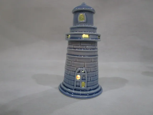 Керамический держатель для свечей маяк синий/белый 5