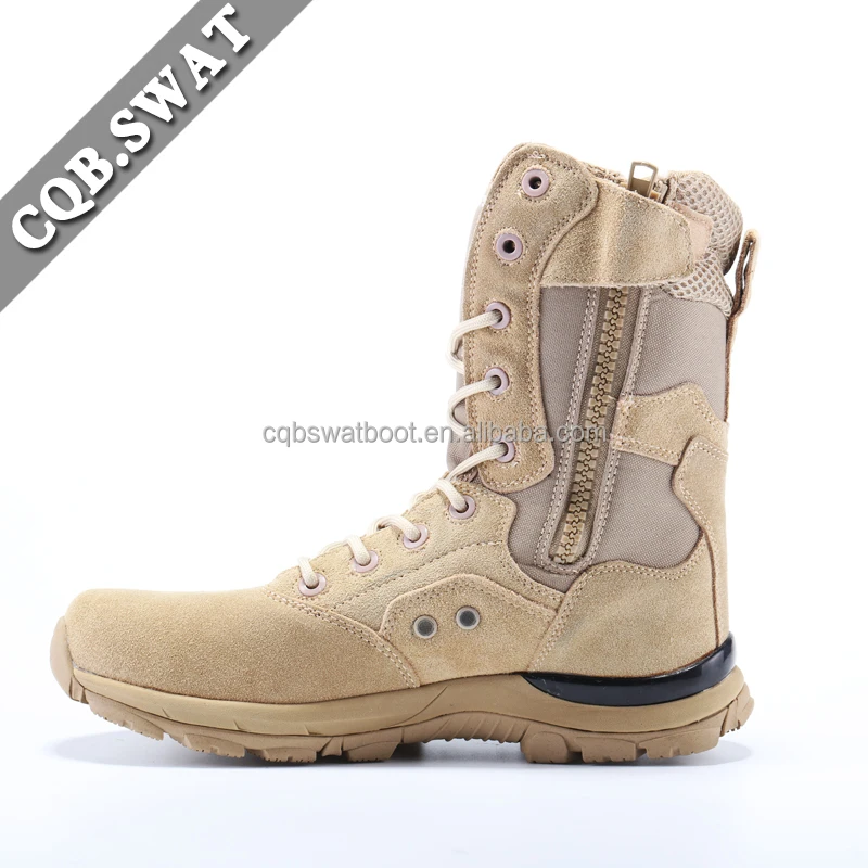 2018 cow genuine leather desert Combat cqb tactical boots side zipper for men