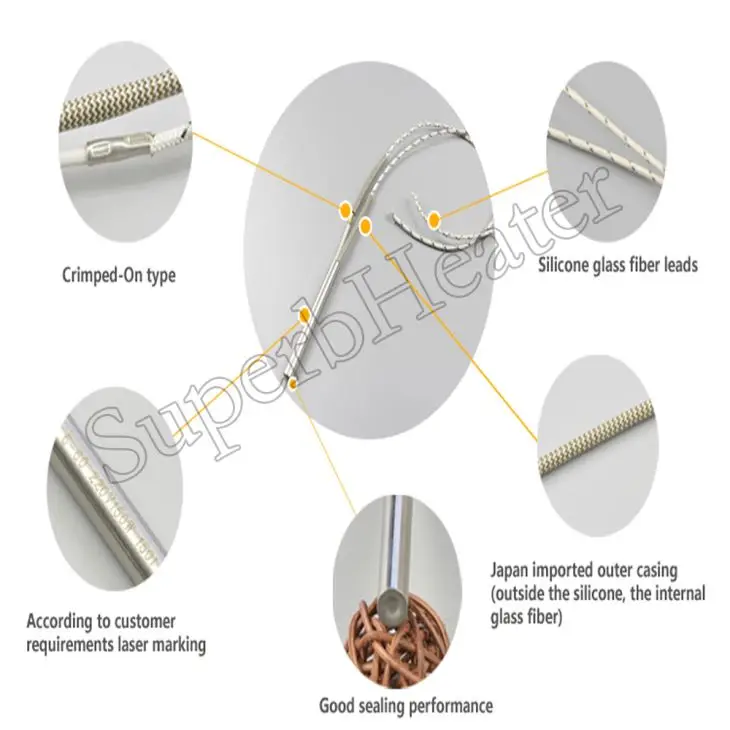 High Temperature Electronic Power Source Heating Element Rod 3mm Tiny Cartridge Heater