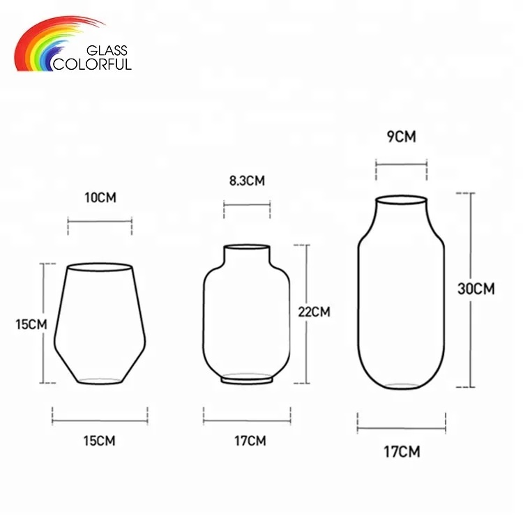 Mouth blown grey hand blown colored glass vase simple design for wedding home party decoration