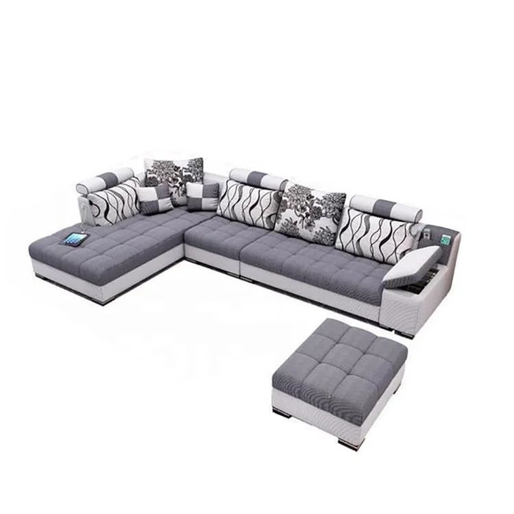 Living room sofa set sectional 4 parts a set luxury and modern corner fabric living room arab l shaped sofa design