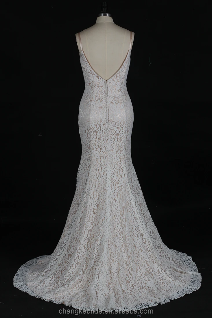
Mermaid Wedding Dress Real Photo Sleeveless With Lace Appliqued And V-Back Zipper Style Long Dress Plus Size 