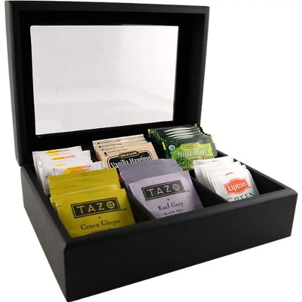 Wholesales Large Compartment Wooden Tea Chest Box With Tea Bags