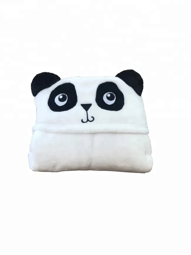 Soft flannel fleece baby hood blanket throw with animal head kigurumi