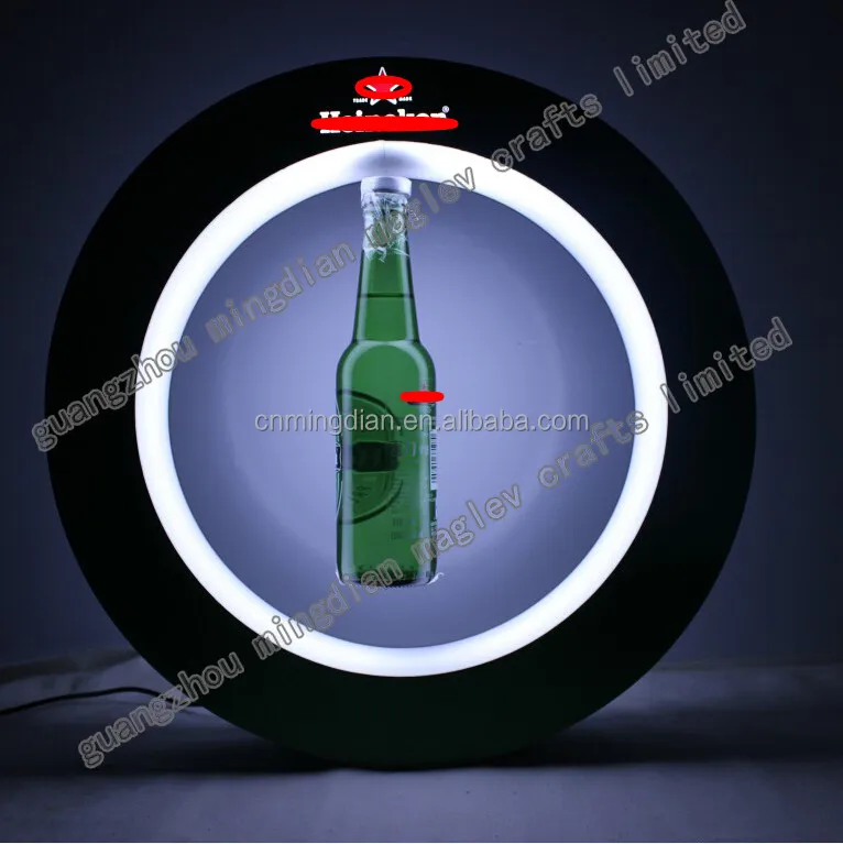 custom acrylic magnetic levitating led levitating beer bottle display glorifier