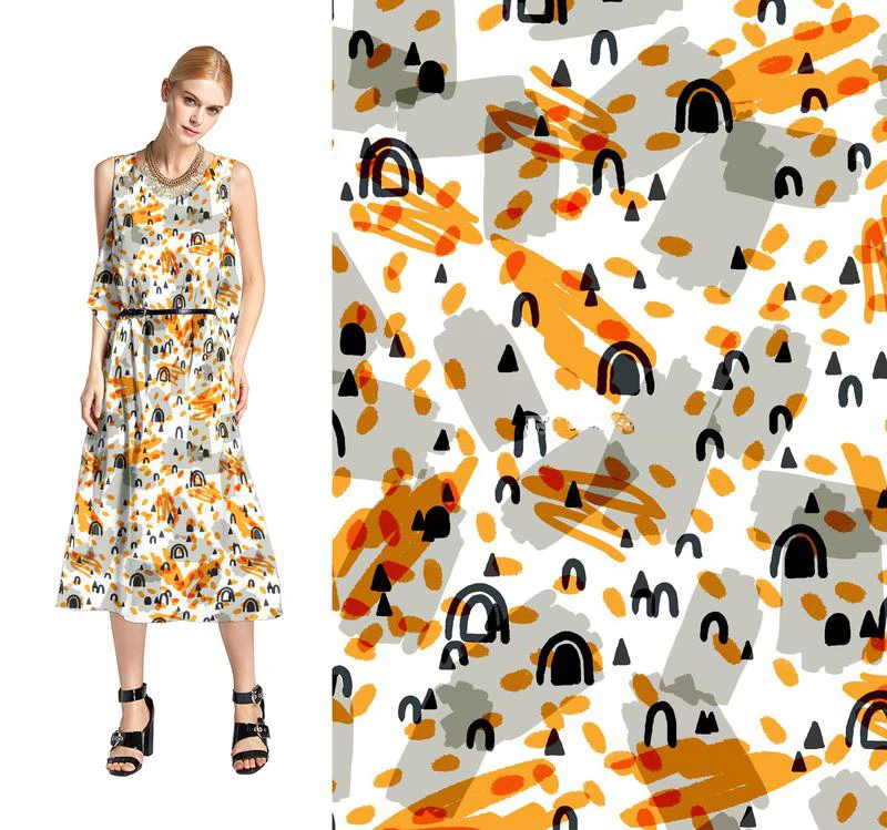 Оптовая продажа, цифровая печать на заказ, шелковая ткань жоржет