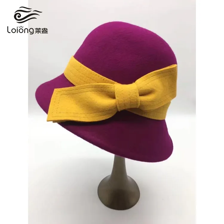 
girls cheap 100% wool felt bucket party cloche hats for ladies 