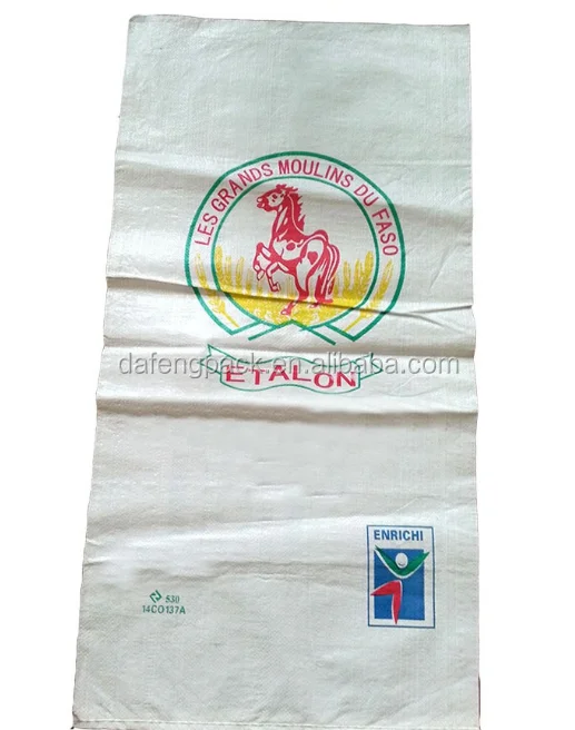 100% Virgin full color printed clear plastic heat seal rice bag packaging 20kg 25kg sack bag pp woven sack