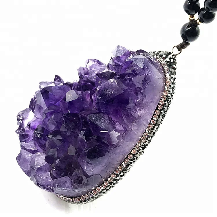 Hot sale Amethyst crystal cluster quartz pendant Amethyst Quartz rock pendant Healing crystal
