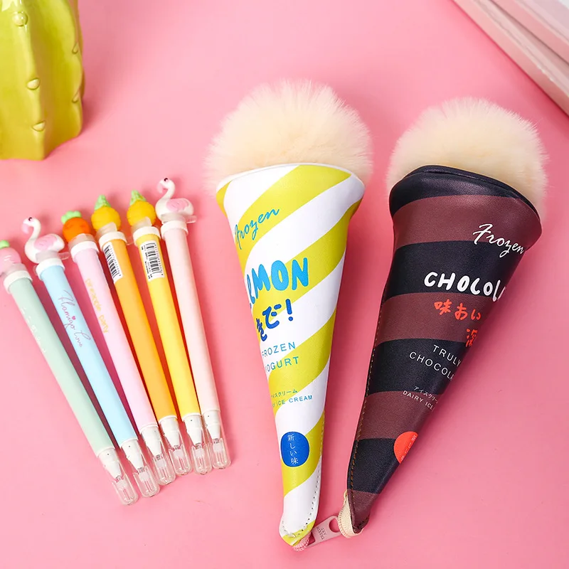 Ice cream story styling pen bag Creative canvas stationery bag Student stationery wholesale