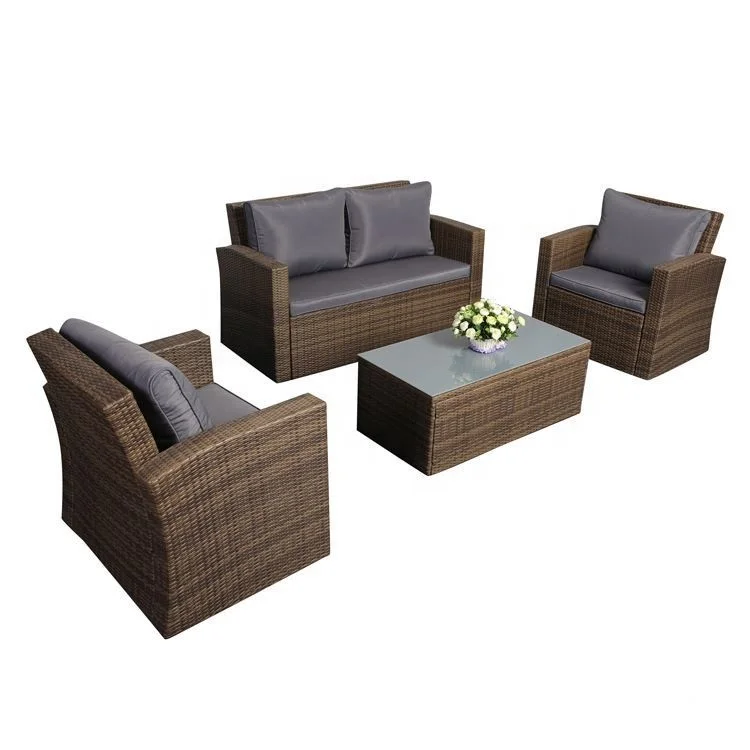 Yinzhou Living Outdoor Commercial Garden Furniture Rattan Sofa Set Outdoor Rattan Furniture