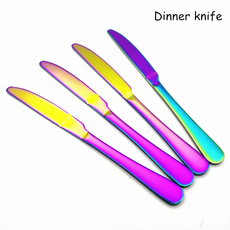 304 Stainless Steel Rainbow Cutlery Dinner Spoon Knife Fork Flatware