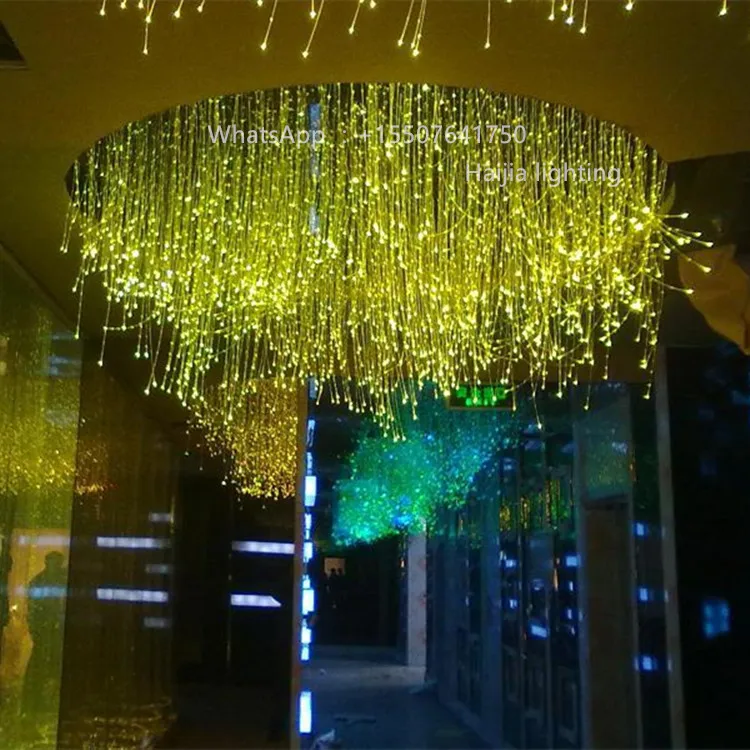 Hotel project large customized colorful led fiber optic crystal chandelier pendant light