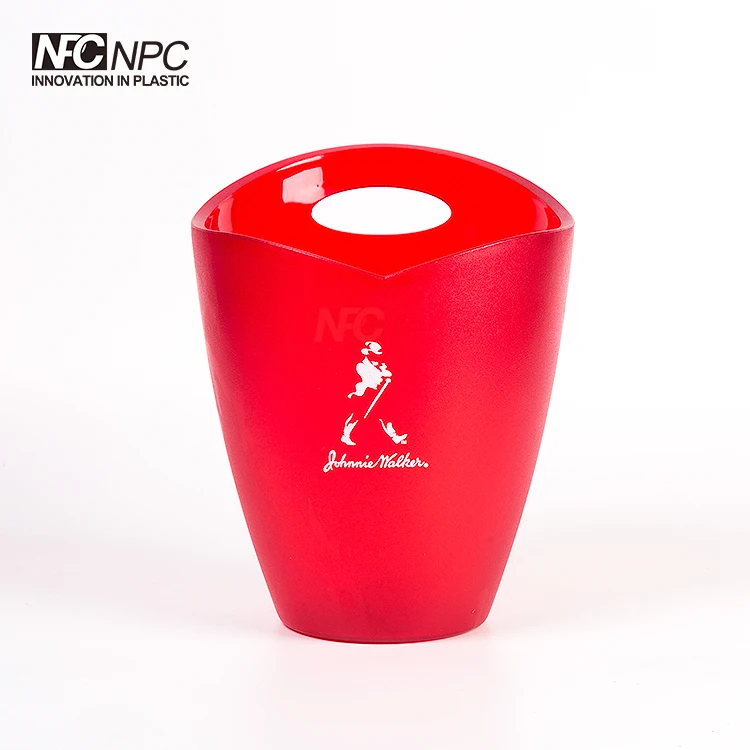 PS Plastic Customized Logo Printing Durable ice Bucket For  beer/vodka/champagne