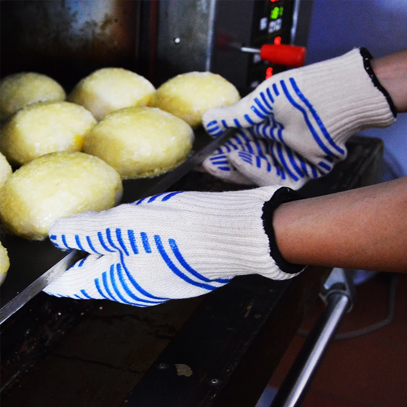 kitchen gloves heat resistant custom knit kitchen oven gloves with fingers and silicone dotted