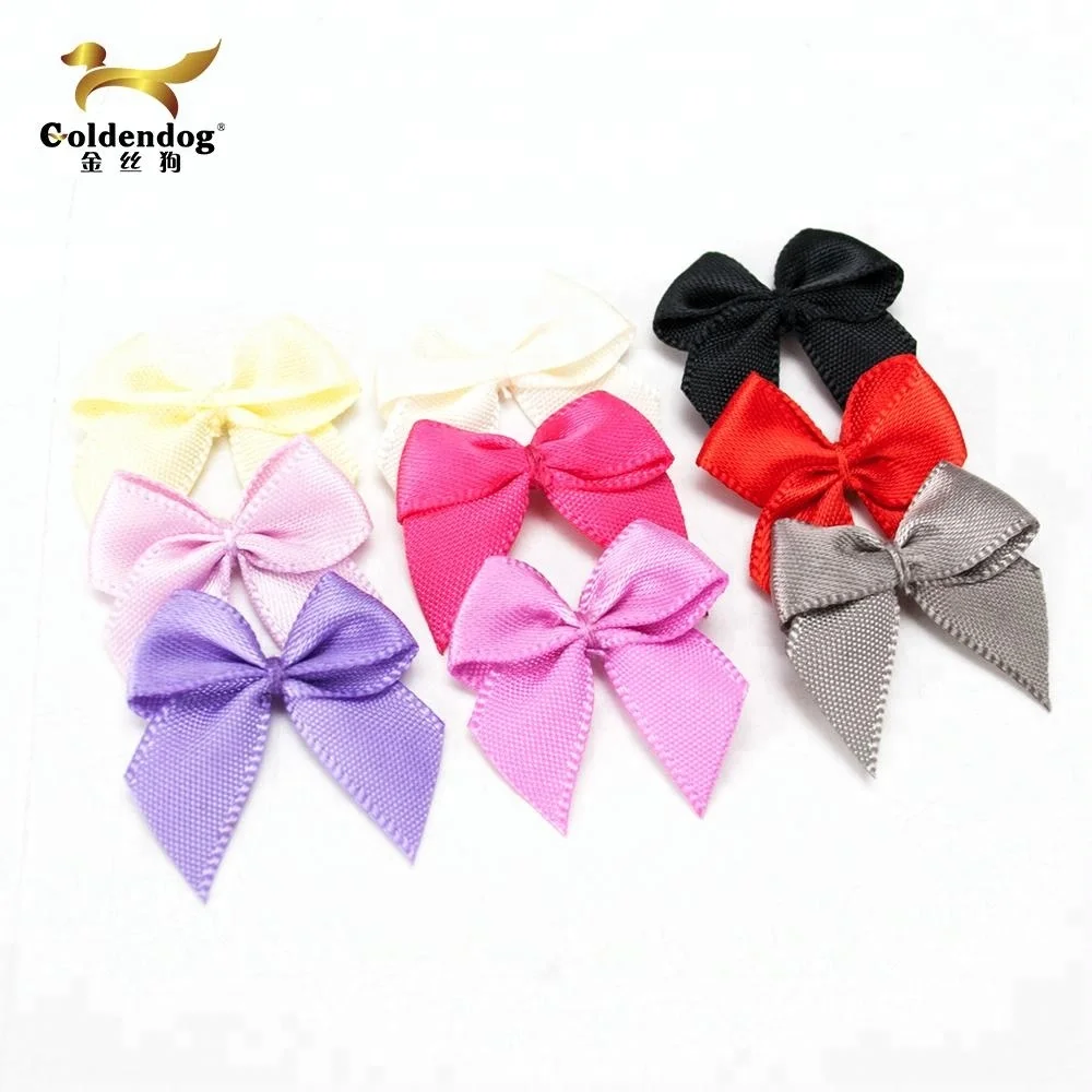Mafolen China Factory Handmade Gift Decoration Polyester Bowknot Pre-tied Small Pink Satin Ribbon Bow Wholesale