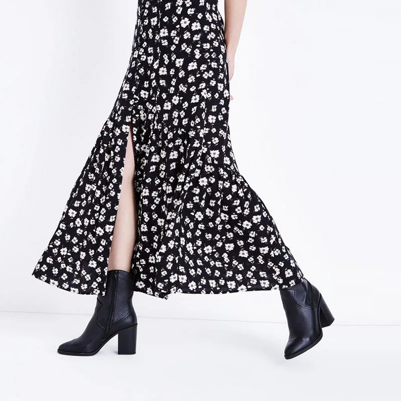 Custom Elegant Skirt for Women Summer Long Chiffon Skirt with Empire Side Slit Floral Maxi Skirt