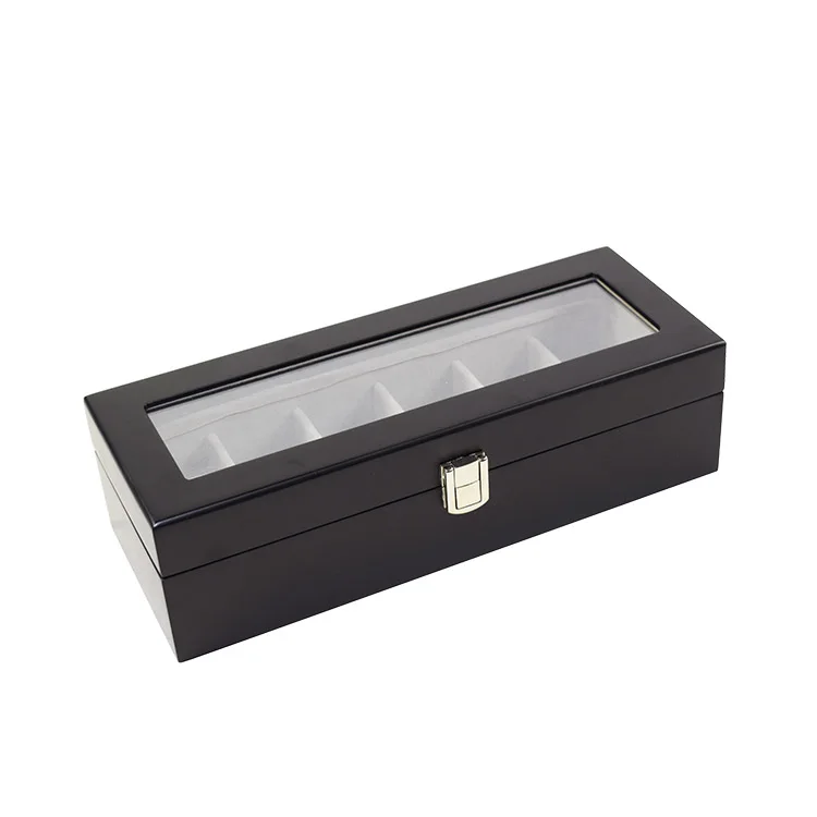 China High-end finish black lacquer gift box lacquer watch box for 5 slots storage and display