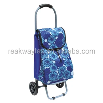 RW6205 China Shopping Bag Factory Supply Portable Folding Trolley Shopping Bag With Wheels In Leopard Print
