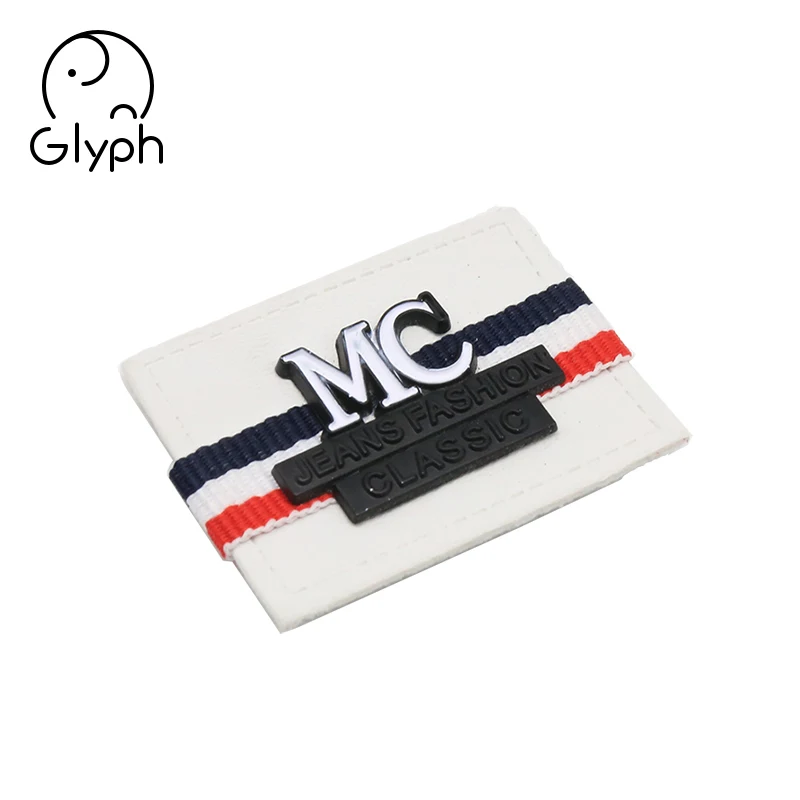 Jeans fashion classic custom leather patches with metal logo clothing tags for denim