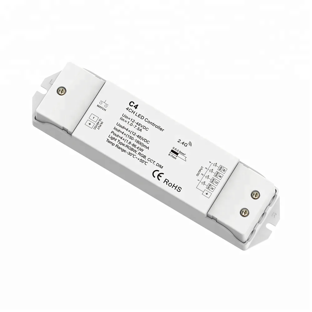 Skydance C4 12V 24V 36V 48V 150-1200mA 4 channel DIM CCT RGB RGBW RF wireless led constant current controller PWM CC LED dimmer