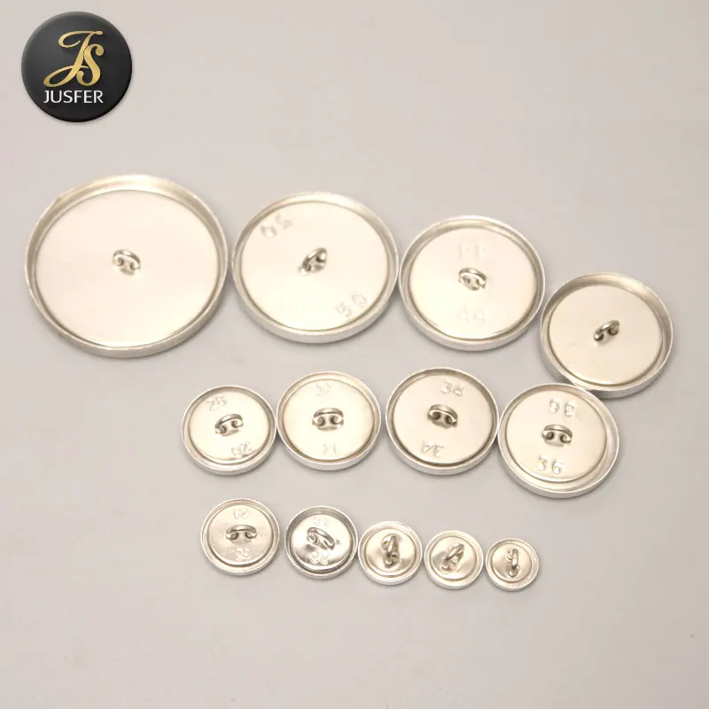 Self covered aluminium shank button blank iron wire back combined Button