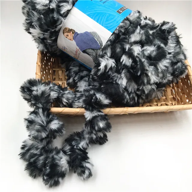 
polyester faux fur scarf soft warm winter fancy yarn for knitting and crochet 
