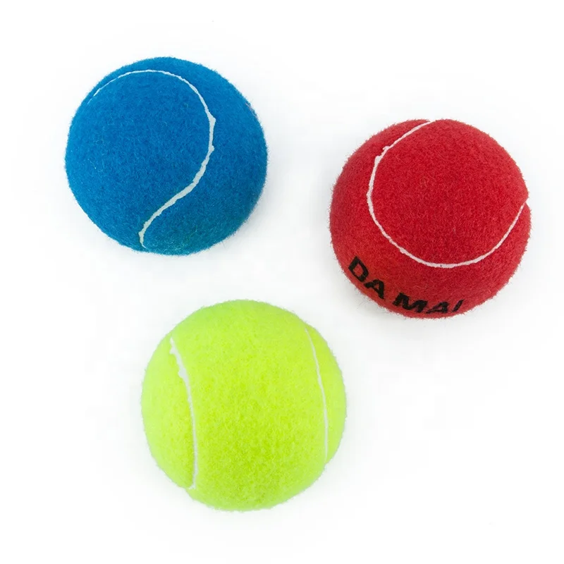3 inch red yellow blue color pet tennis ball toy