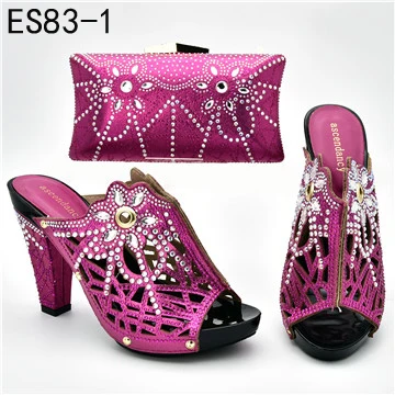 Latest designs  high quality  hot sale italian  women high heel shoes and matching bag set for party queen ES83