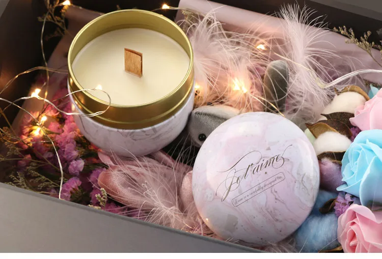 
jar with lid holder metal wooden wick scented wholesale candle tin 