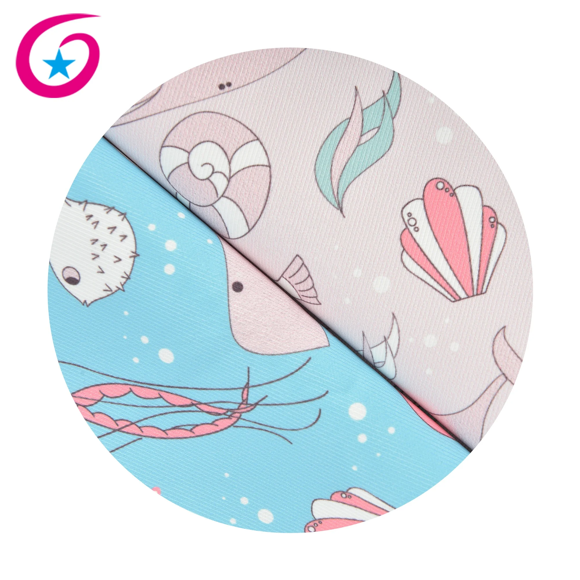 Custom printing service 100% polyester marine fishes pattern digital printing canvas fabric for bags