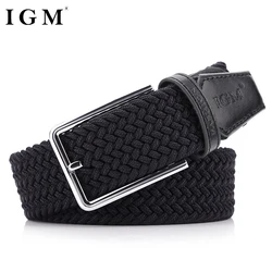 IGM Men knit pu braided leather webbing manufacture belt