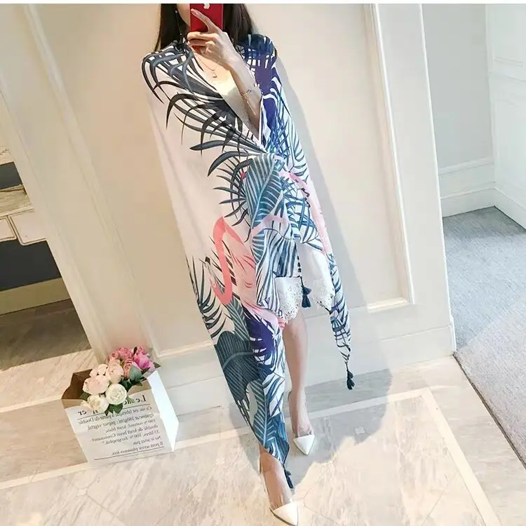 Wholesale Custom Printing Large Silk Cotton Blends Scarf Sarong