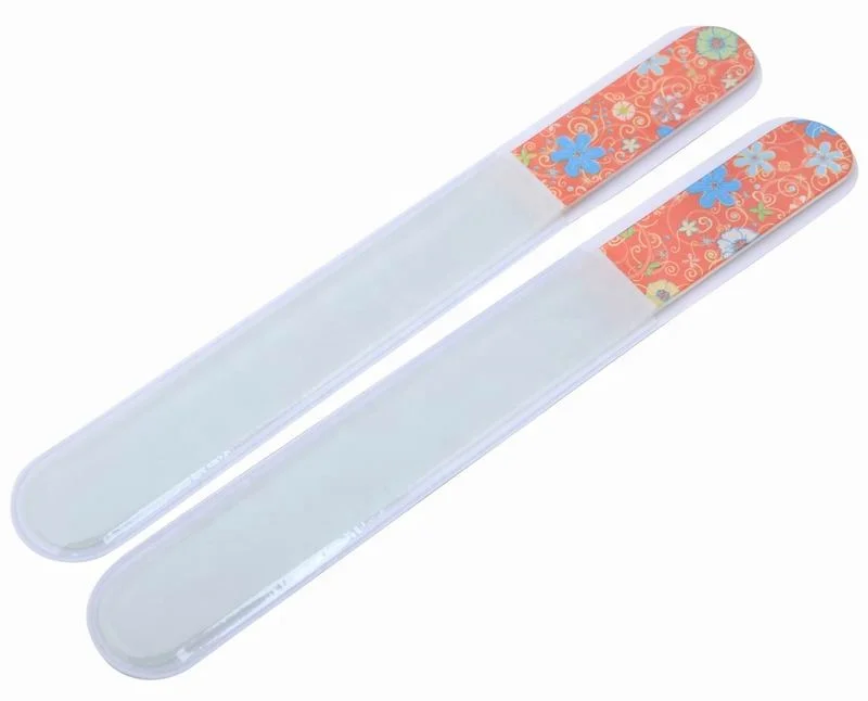 Newly Professional Double Sided Glass Nail Files with Case -Round Tip Pedicure Crystal Nail File for Natural and Acrylic Nails
