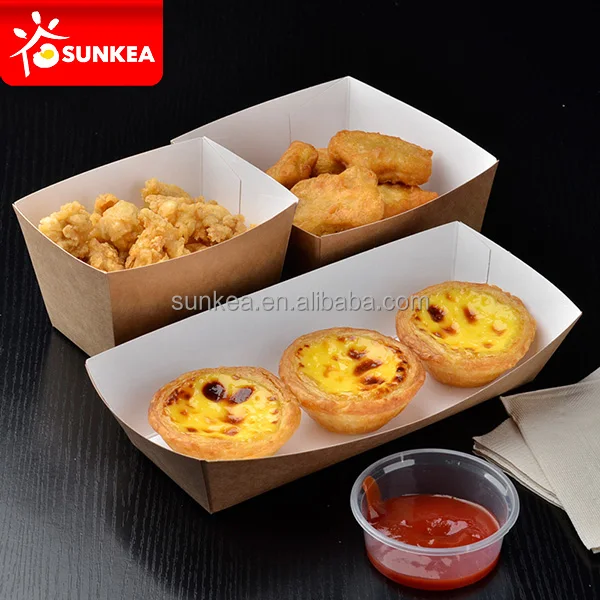 Disposable brown kraft paper boat paper food tray