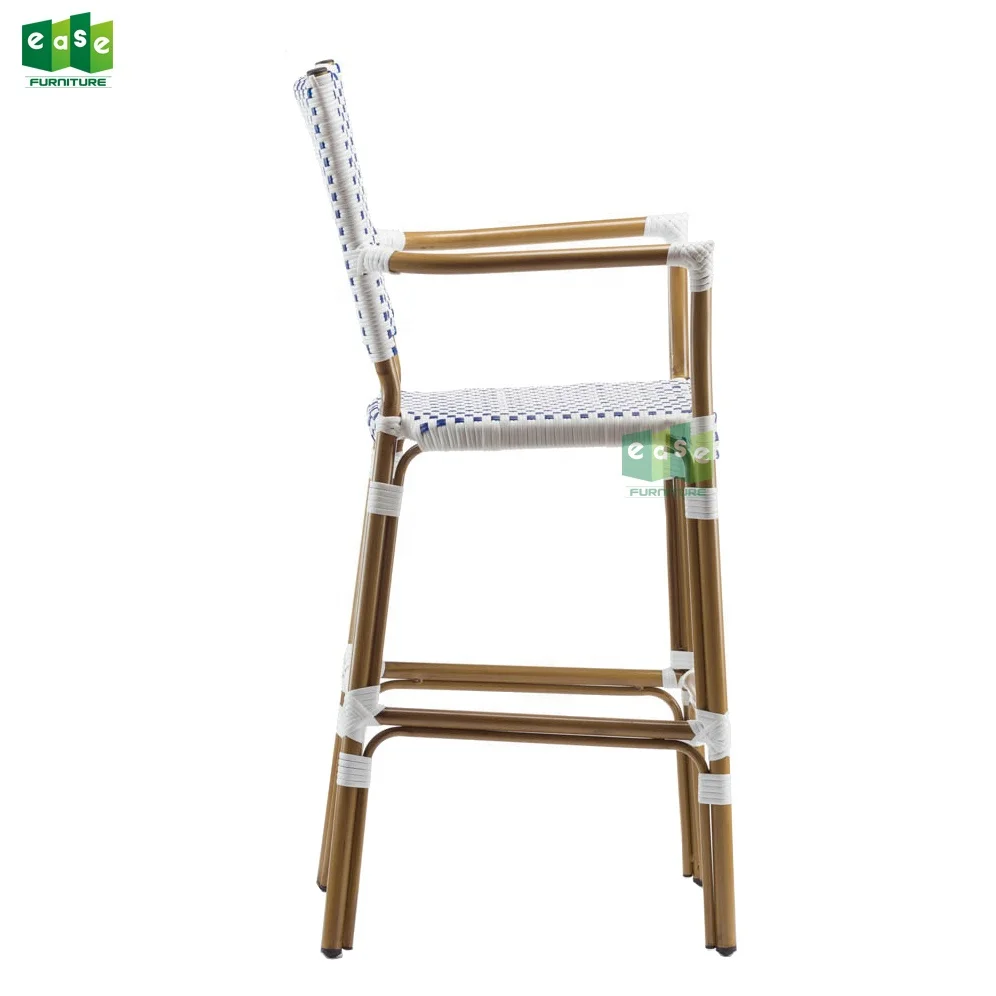 Outdoor rattan french bistro bar chair stackable for cafe and restaurant (E3010)