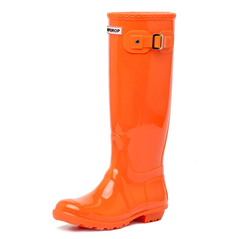 
Hotsales New Design Wellington Rain Boots Ladies Black Shiny Half PVC Rain Boots 