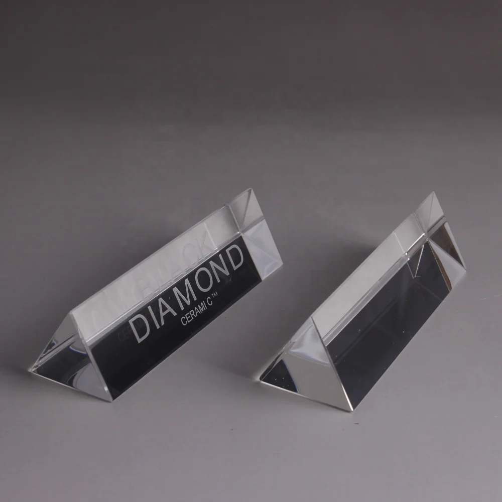 Wholesale Engraved Triangle Crystal Prism Paperweight Clear Optical Glass Triangular Prism For Sale