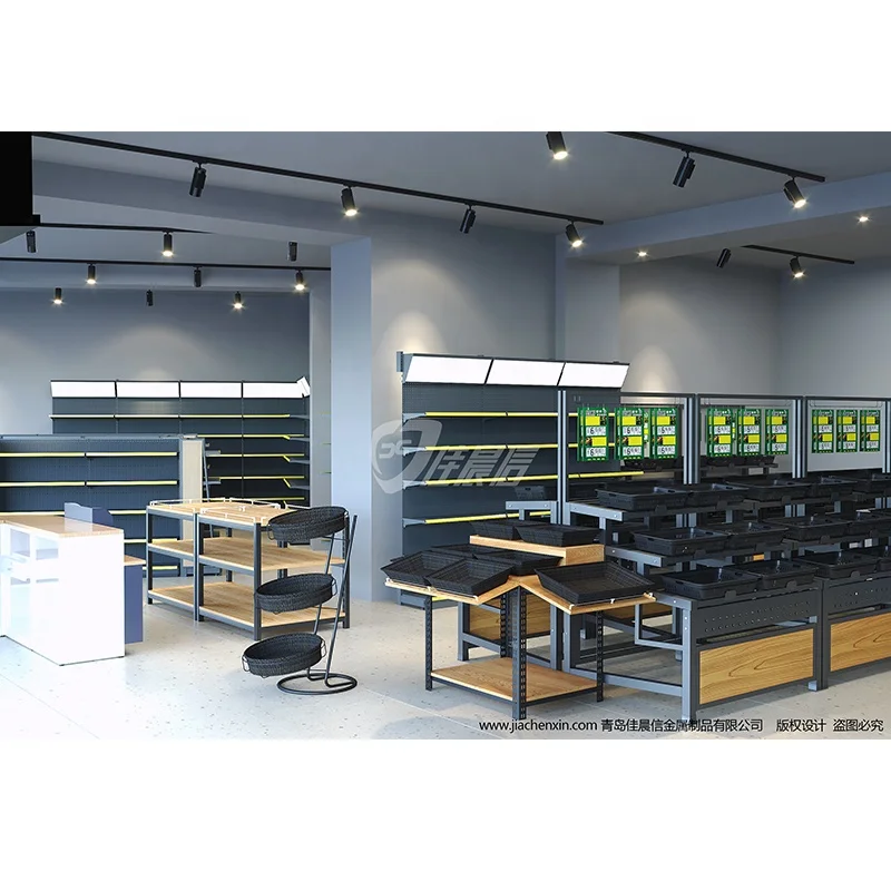 3 Layer Wooden Fruit&Vegetable Display shelves for Supermarket