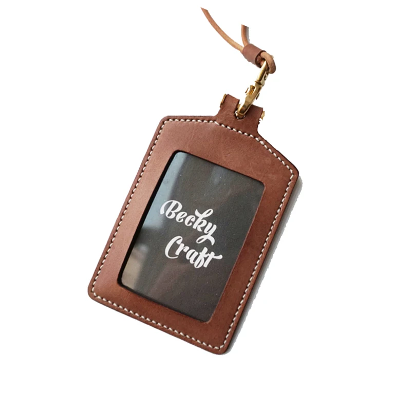 Hot-selling Vertical PU leather id name working badge card holder with badge clip
