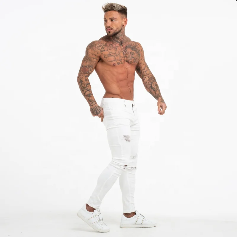 Dropship Hot Sale New Fashion Super Skinny Spandex Men Ripped Jeans