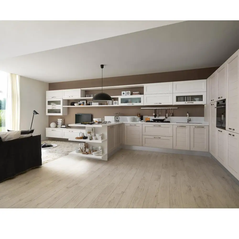 Новый индивидуальный дизайн современный модульный Массив дерева МДФ Акриловые ПВХ наружные кухонные шкафы кухни с кладовой