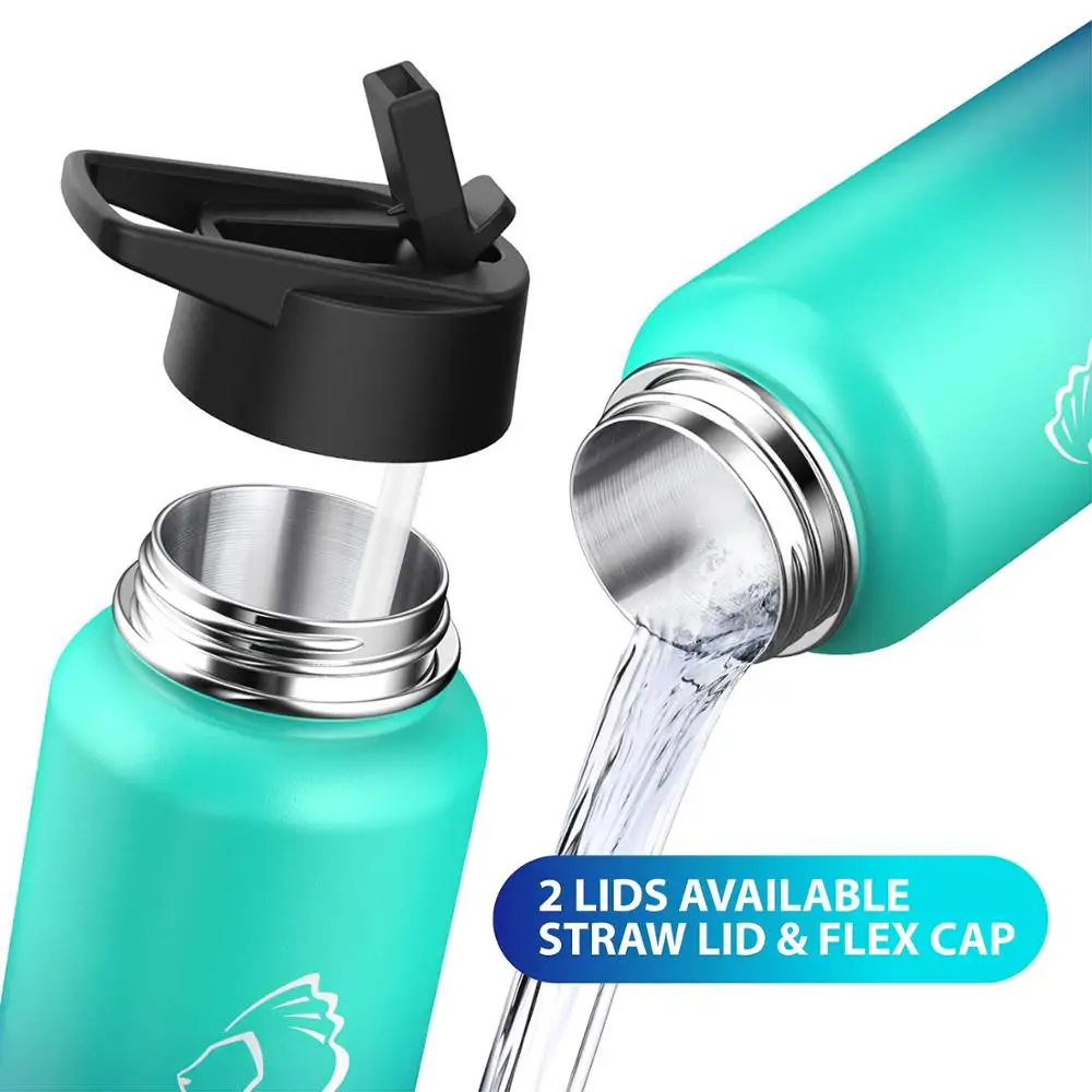Customized double lawyers stainless steel vacuum flask with straw cover