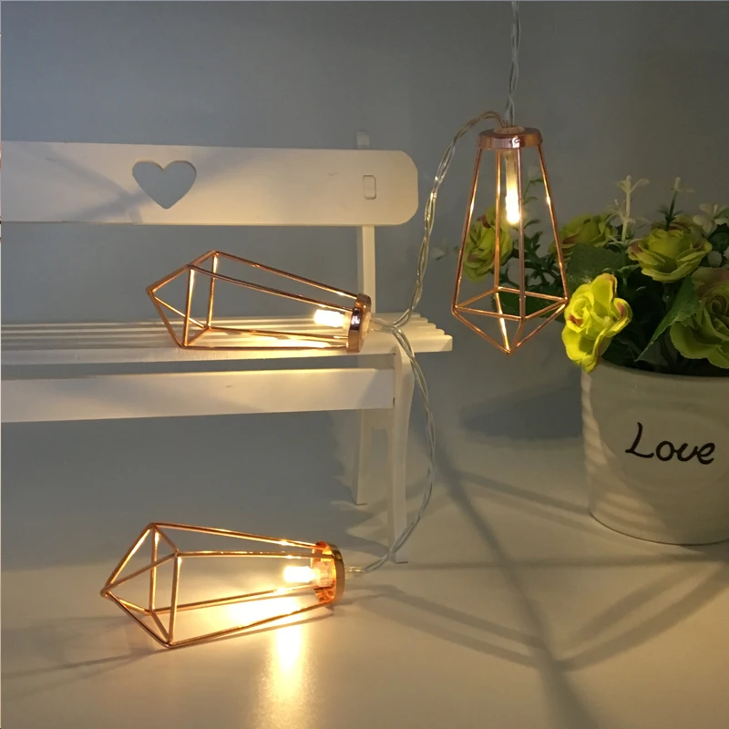Rose Gold Battery Operated Led String Lights 10led/20led Metal Fairy Light String for Christmas Wedding Bedroom Lighting