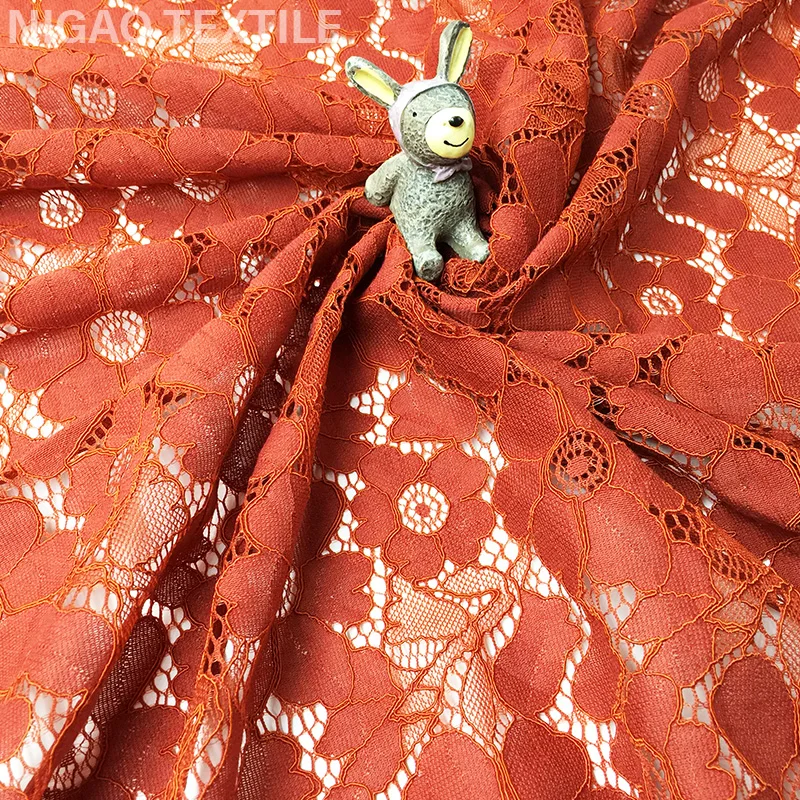 Современная модная нейлоновая хлопчатобумажная трикотажная кружевная ткань для женского кружевного платья