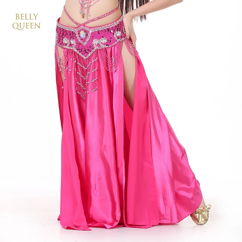 Satin Belly Dance Skirt With 2 side Slit BellyQueen