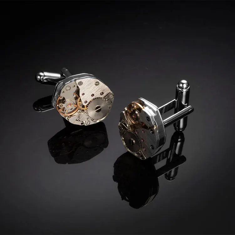 Wholesale Mechanic Cuff Link Marlary Stainless Steel Steampunk Gear Watch Movements Steampunk Cufflinks For Men